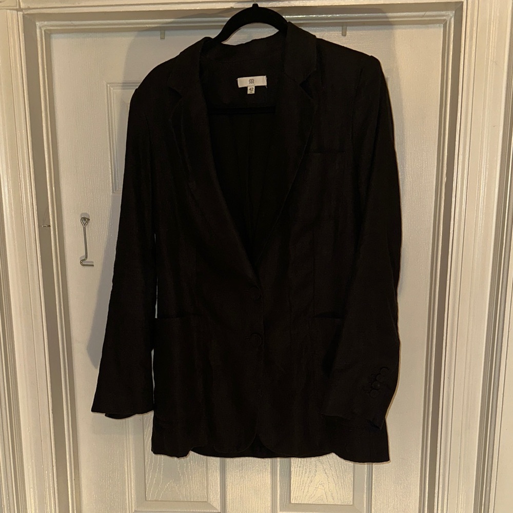 La Redoute Chic Black Women's Linen Blazer Size 42 US 12